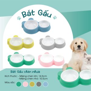 Bát Gấu Chén Nhựa cho thú cưng